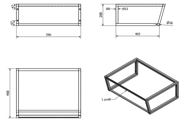 Belo jekleno stensko stojalo za pod umivalnik 60x20 cm Ska – Sapho