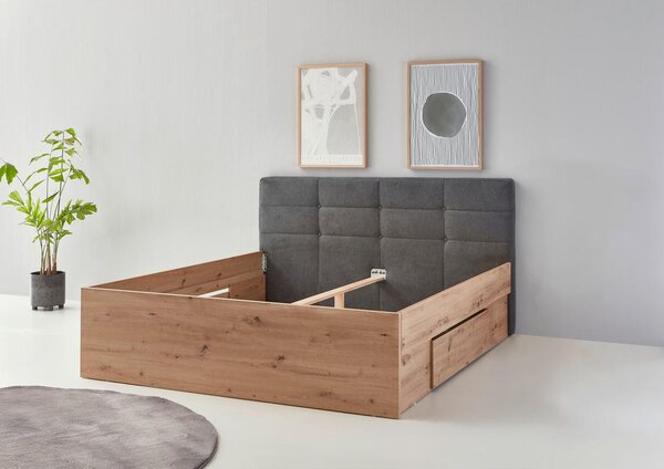 POSTELJA 200 cm x 140 cm , leseni material hrast artisan, antracit