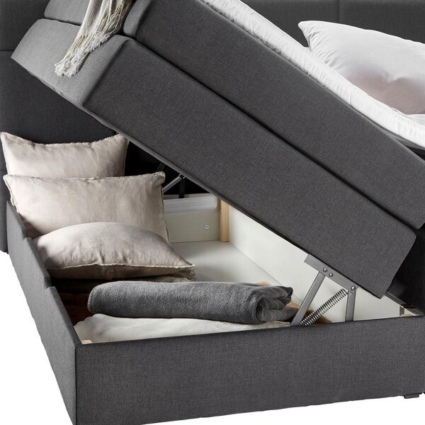 Bessagi Home Postelja Boxspring Greta, Temno Siva, 180x200