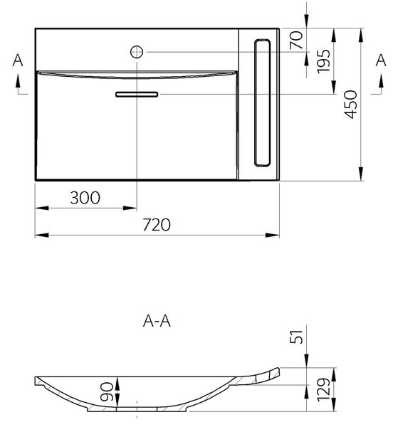 Črna stenska omarica z umivalnikom 60x26 cm Zeus – Sapho