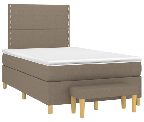 VidaXL Box spring postelja z vzmetnico taupe 120x190 cm blago