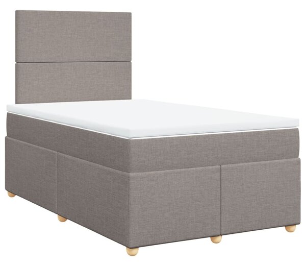 VidaXL Box spring postelja z vzmetnico taupe 120x190 cm blago