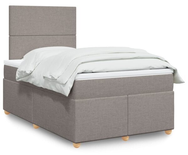 VidaXL Box spring postelja z vzmetnico taupe 120x190 cm blago