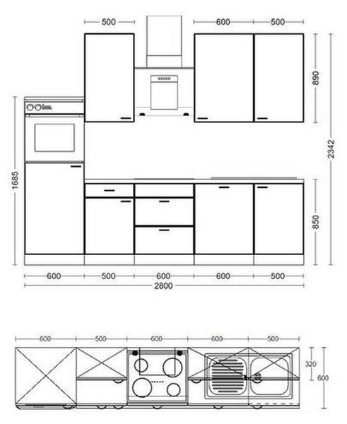 FlexWell Kuhinjski Blok Z Aparati Avila, Magnolija, Barva Hrasta