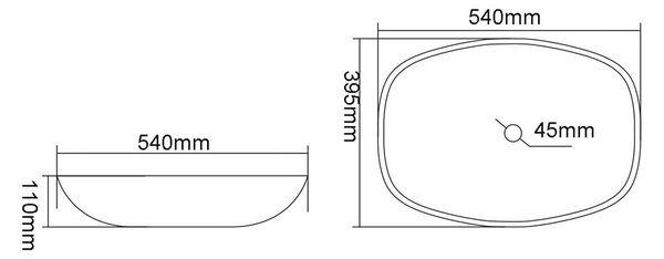 Moder steklen umivalnik 54x39,5 cm Kvaore – Sapho