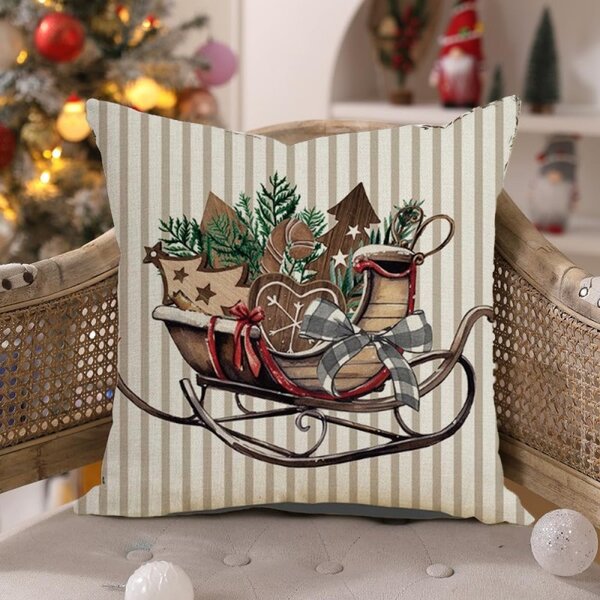 Božična prevleka za blazino SLEIGH 45x45 cm, bež