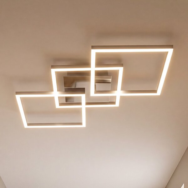 Briloner LED stropna svetilka Frame step-dim chrome-alu 76x37cm, zatemnjen, Kovinska, Dnevna soba / jedilnica, Kovina, Sodobni, Stropni kotni neposredni