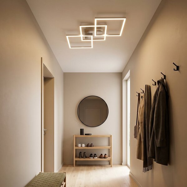Briloner LED stropna svetilka Frame step-dim chrome-alu 76x37cm, zatemnjen, Kovinska, Dnevna soba / jedilnica, Kovina, Sodobni, Stropni kotni neposredni