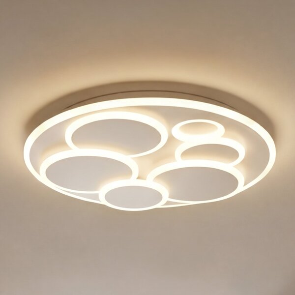FISCHER & HONSEL LED stropna svetilka Dots, bela, Ø 50 cm, kovina/akril, CCT, zatemnjen, Bela, Dnevna soba / jedilnica, Kovina, Sodobni
