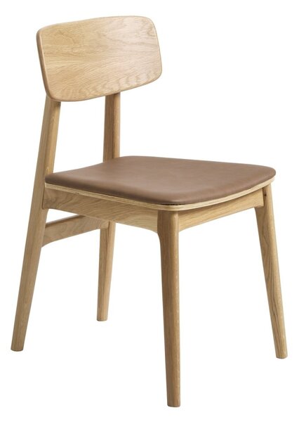 Jedilni stol iz umetnega usnja v konjak rjavi in naravni barvi Livo – Unique Furniture