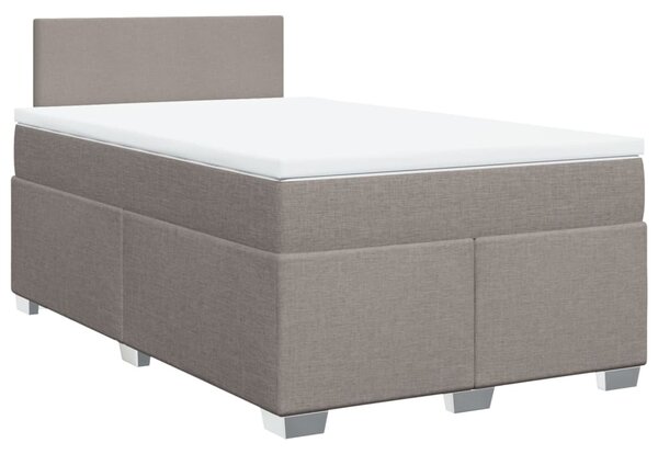 VidaXL Box spring postelja z vzmetnico taupe 120x190 cm blago