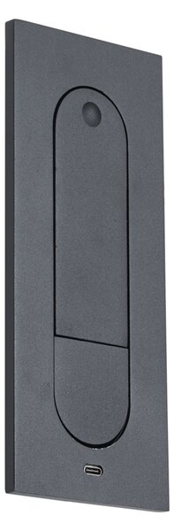 Moderna stenska svetilka črna vklj. LED in USB-C priključek - Hilton