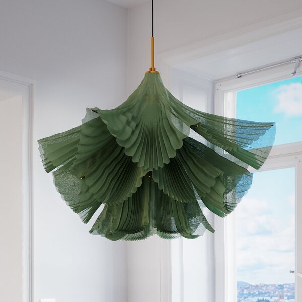 By Rydéns obesna svetilka Juliette, zelena, til/kovina, 75 cm, E27, zatemnjen, Zelena, Dnevna soba / jedilnica, Kovina, Dizajn