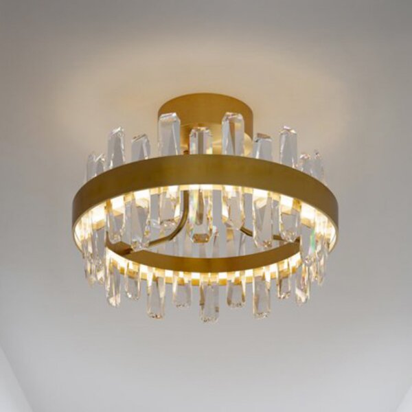 By Rydéns LED-stropna svetilka Triumph znamke Rydens, medenina, prozorna, Ø 50 cm, zatemnjen, Prozorna, Dnevna soba / jedilnica, Steklo, Sodobni