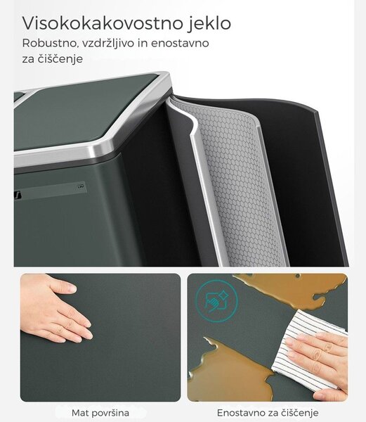 Koš za ločevanje odpadkov SORT 54 l (3×18 l), antracit/srebrna SongmicsHome