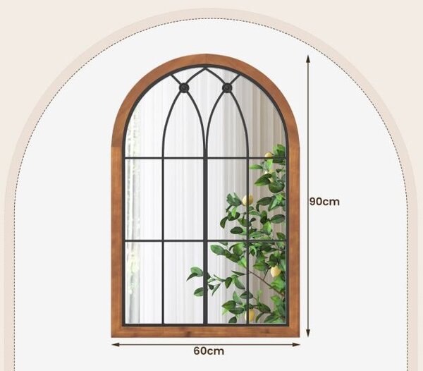 Obokano stensko ogledalo, okrasno okensko ogledalo, dim. 60 x 90 cm, naravno