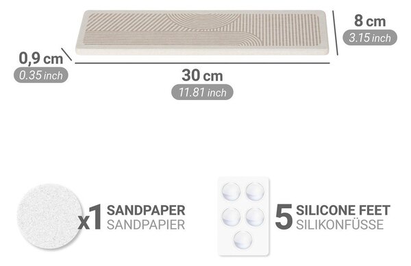Bež odcejalna podloga iz diatomejske zemlje 30x8 cm Damon – Wenko