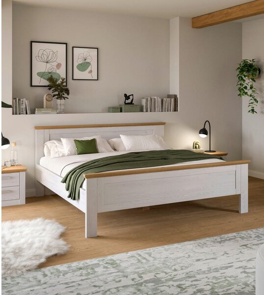 POSTELJA 180 cm x 200 cm , leseni material barve macesna, hrast artisan