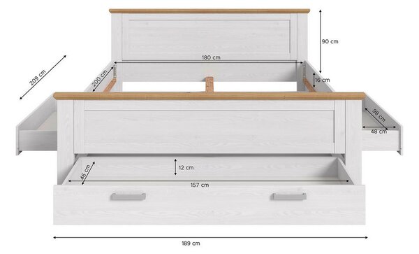 POSTELJA 180 cm x 200 cm , leseni material barve macesna