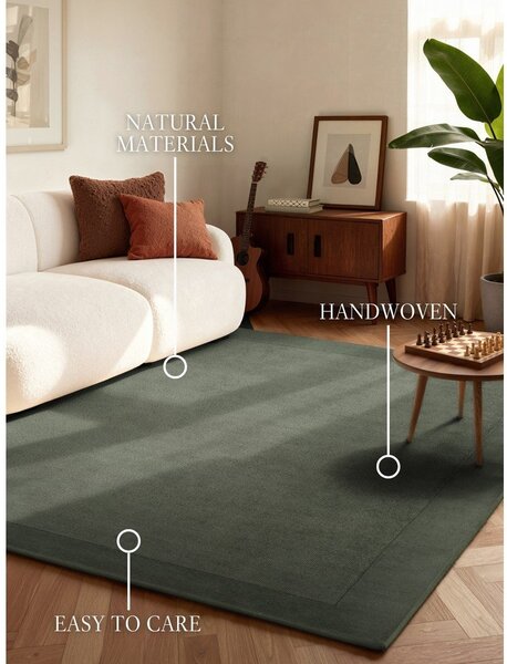 Temno zelena ročno tkana preproga iz mešanice volne 120x180 cm Kari – Villeroy&Boch