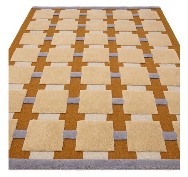 Oker rumena ročno tkana preproga iz mešanice volne 120x170 cm Mallory – MADE