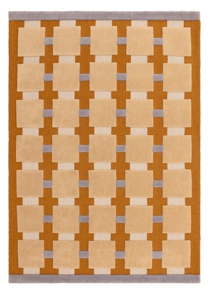 Oker rumena ročno tkana preproga iz mešanice volne 120x170 cm Mallory – MADE