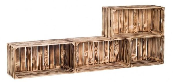 ATMOWOOD Leseni ožgani zaboji komplet za dnevno sobo 160 x 60 x 24 cm