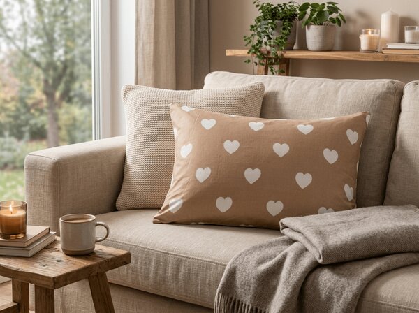 Prevleka za vzglavnik iz mikrovlaken CARAMHEART 50x70 cm, rjava