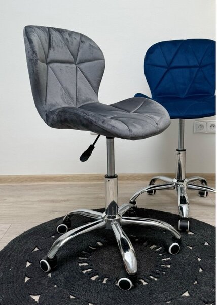 Set za delovno sobo ZARIMO miza 80x40 cm črna + stol AVOLA VELVET siv