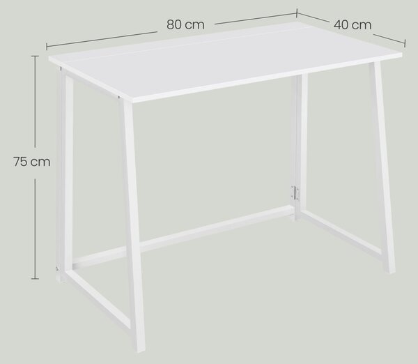 Set za pisarno – zložljiva pisalna miza ZARIMO 80×40 cm bela + pisarniški stol AVOLA VELVET svetlo rjava