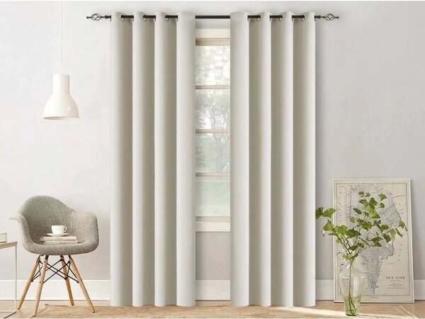 Belo-kremna zavesa OXFORD 140x250 cm Za obesiti: Trak za nabiranje