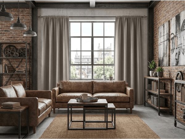 Sivo-rjava zavesa OXFORD 140x250 cm Za obesiti: Trak za nabiranje