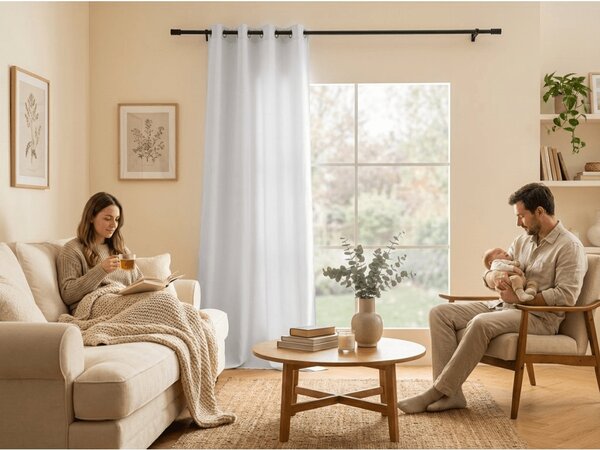 Zavesa OXFORD LIGHT 140x250 cm, bela Za obesiti: Trak za nabiranje