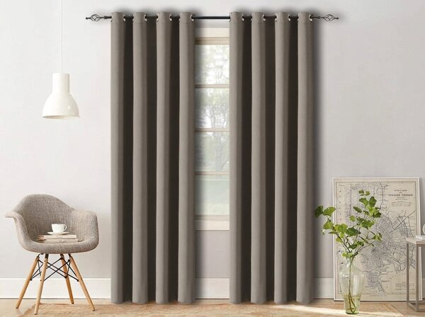 Sivo-rjava zavesa OXFORD 140x250 cm Za obesiti: Trak za nabiranje