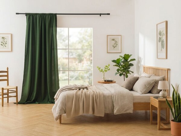 Zavesa OXFORD LIGHT 140x250 cm, temno zelena Za obesiti: Trak za nabiranje