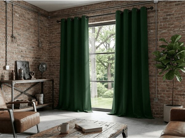 Zavesa OXFORD LIGHT 140x250 cm, temno zelena Za obesiti: Trak za nabiranje