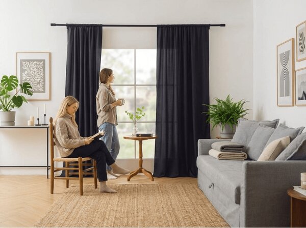 Zavesa OXFORD LIGHT 140x250 cm, temno siva Za obesiti: Trak za nabiranje