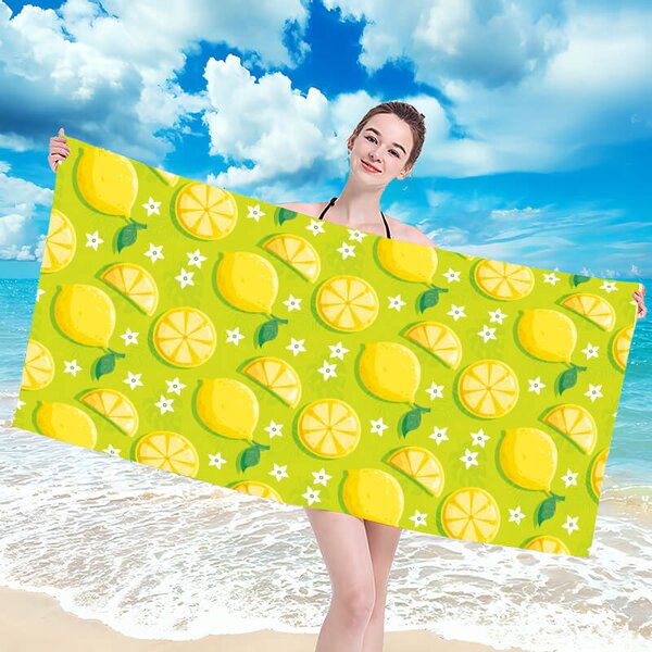 Hitro sušeča brisača za plažo LEMONS zelena 100×180 cm, 100% mikrovlakna