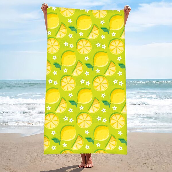 Hitro sušeča brisača za plažo LEMONS zelena 100×180 cm, 100% mikrovlakna