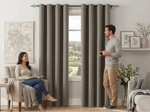 Zavesa OXFORD 140x270 cm, sivo-rjava Za obesiti: Trak za nabiranje