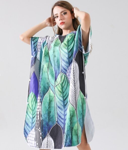 Pončo brisača FEATHER zelena-modra 80x145 cm