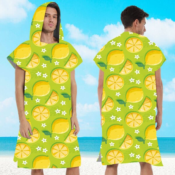 Plažni set LEMONS – brisača 100×180 cm in pončo 80×145 cm, zelena