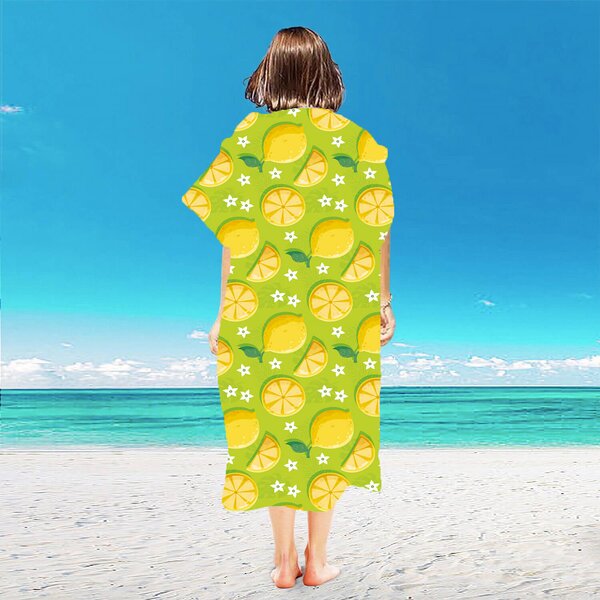 Plažni set LEMONS – brisača 100×180 cm in pončo 80×145 cm, zelena