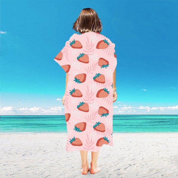 Pončo brisača STRAWBERRIES roza 80x145 cm