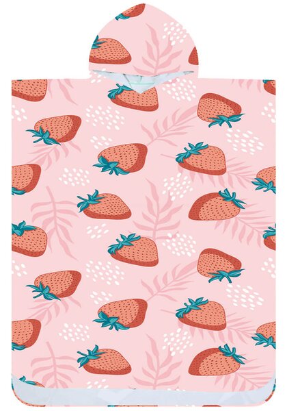 Pončo brisača STRAWBERRIES roza 80x145 cm