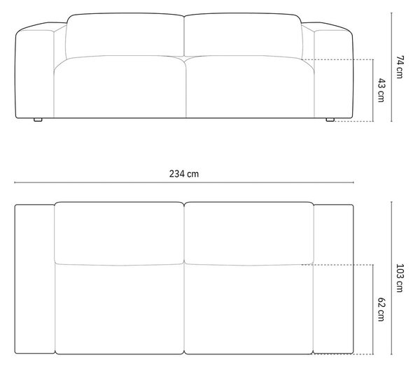 Sivo-rjava sedežna garnitura 234 cm Cruz – Micadoni Home