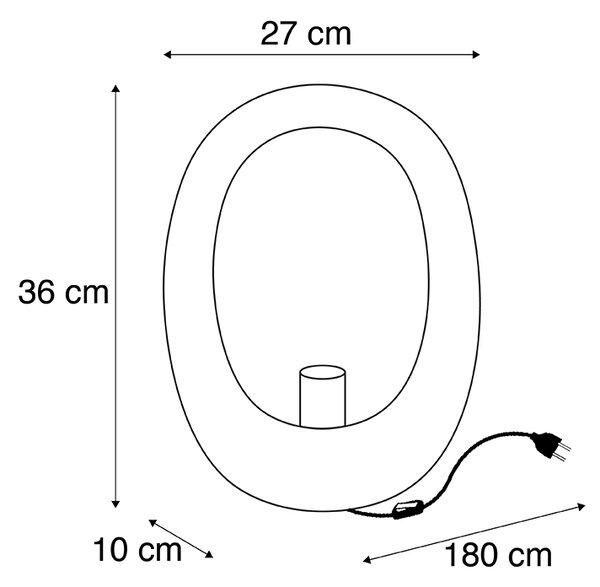 Dizajn namizna svetilka črna z zlato notranjostjo 36 cm - Cova