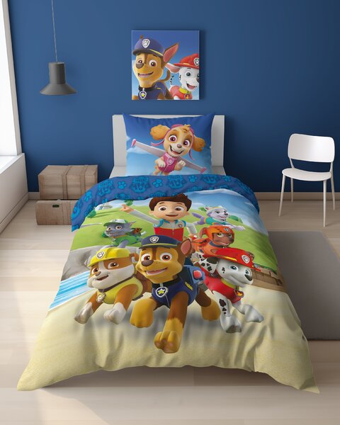 Svetleča posteljnina PAW PATROL Paws in Action modra Dimenzije posteljnine: 70 x 80 cm | 140 x 200 cm