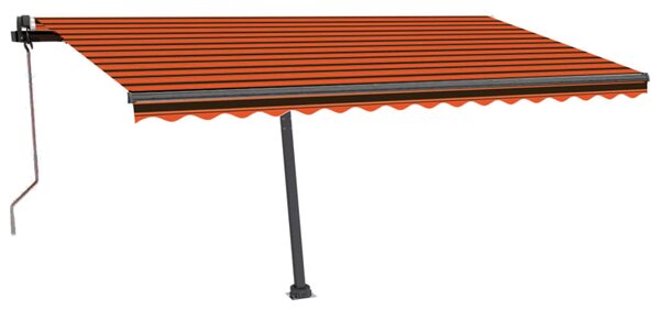 VidaXL Avtomatska tenda LED + senzor 400x350 cm oranžna/rjava