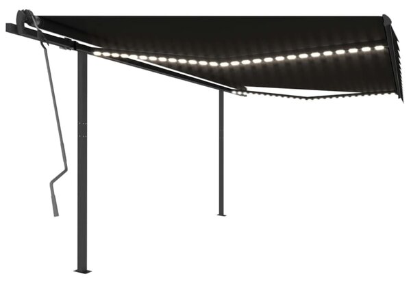 VidaXL Avtomatska tenda LED + senzor 4x3,5 m antracitna